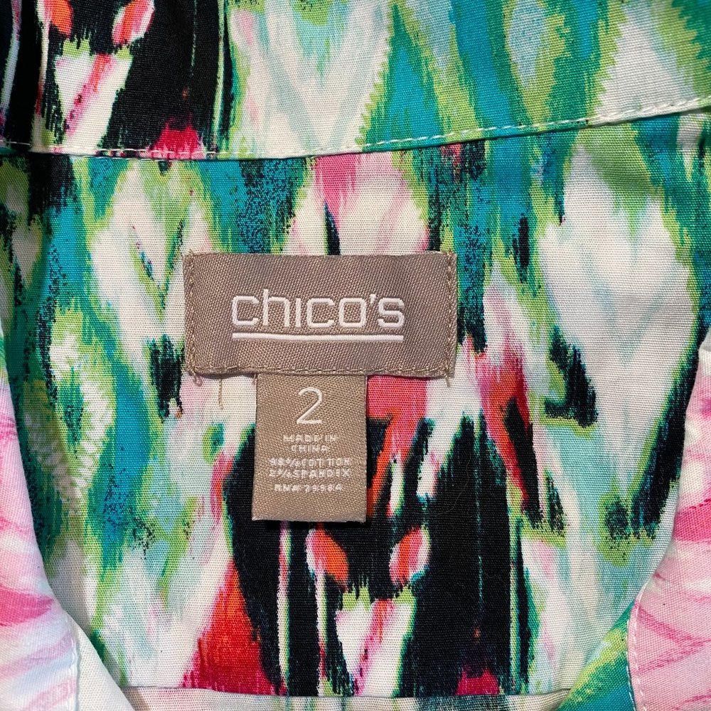 Chico's Ikat Print Zip Up Lightweight Jacket in Multi - Picture 5 of 9